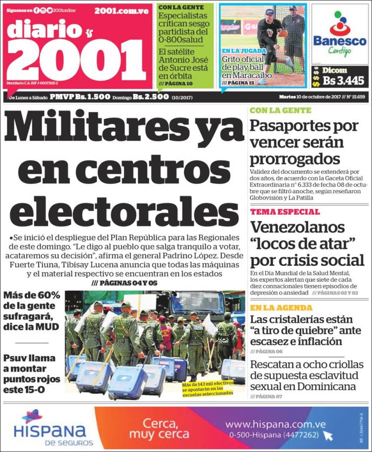 Portadas de este martes 10 de octubre de 2017