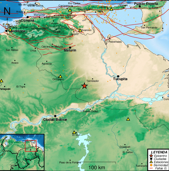 Sismo de magnitud 3.2 al suroeste de Monagas