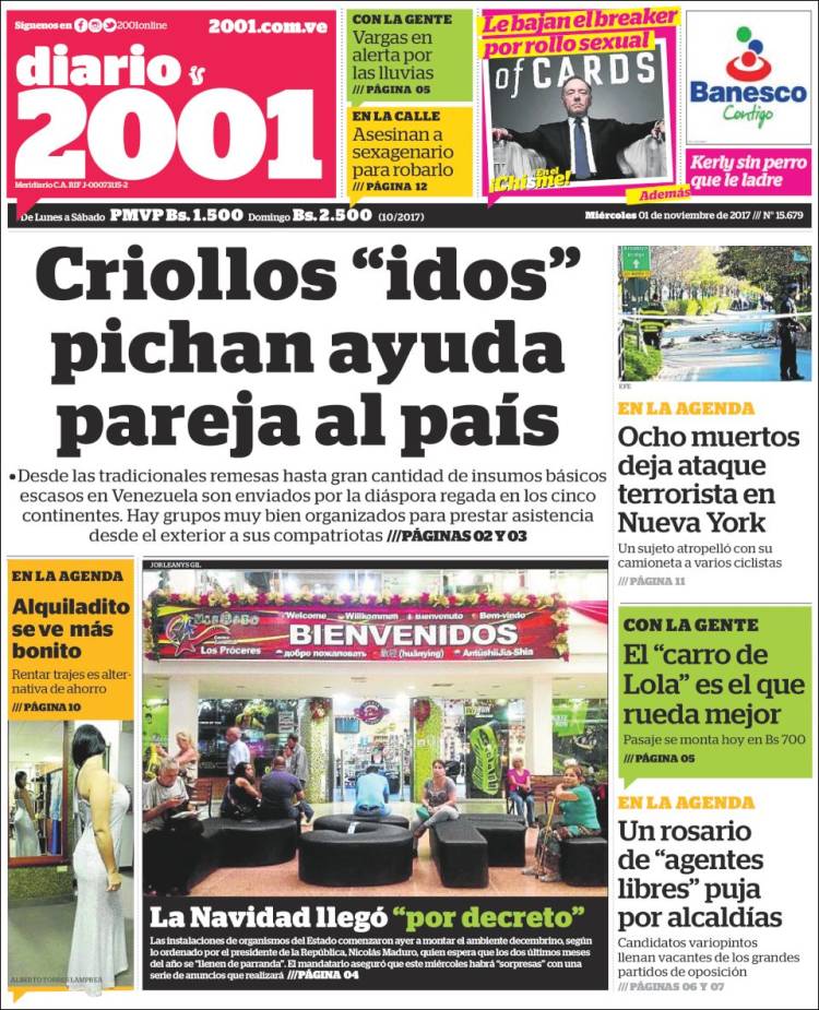 Portadas de este miércoles 1 de noviembre de 2017