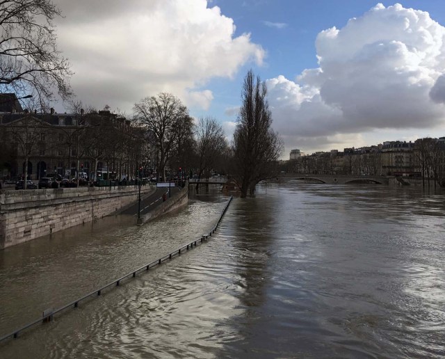 General view of the Seine River that overflows its banks as heavy rains throughout the country have caused flooding, in Paris, France, January 26, 2018. REUTERS/Sandra Auger