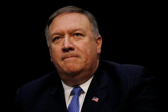 FILE PHOTO: Central Intelligence Agency (CIA) Director Mike Pompeo testifies during a Senate Intelligence Committee hearing on "Worldwide Threats" on Capitol Hill in Washington, DC, U.S., February 13, 2018. REUTERS/Leah Millis/File Photo