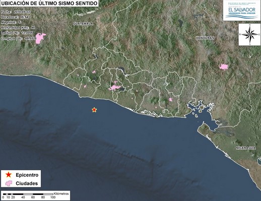 Sismo de magnitud 5 sacude parte del territorio salvadoreño