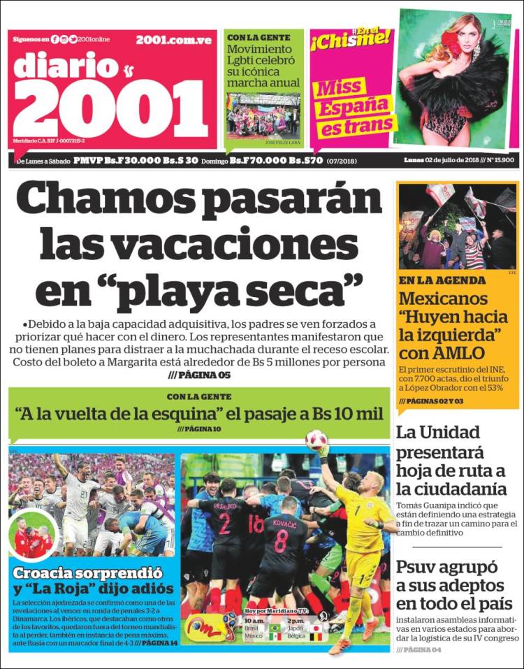 Portadas de este lunes 2 de julio de 2018