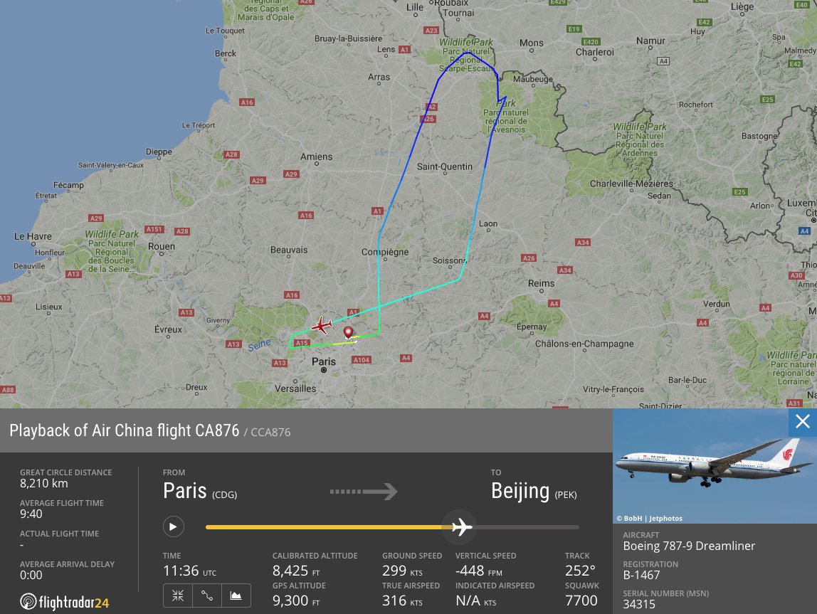 Un vuelo París-Pekín dio media vuelta tras una alerta terrorista