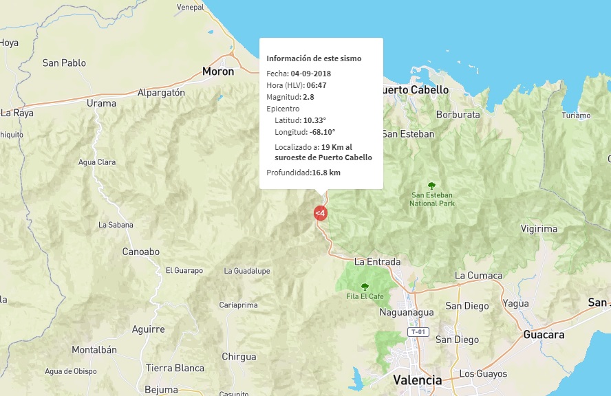 Sismo de 2.8 sacude a Puerto Cabello este #4Sep