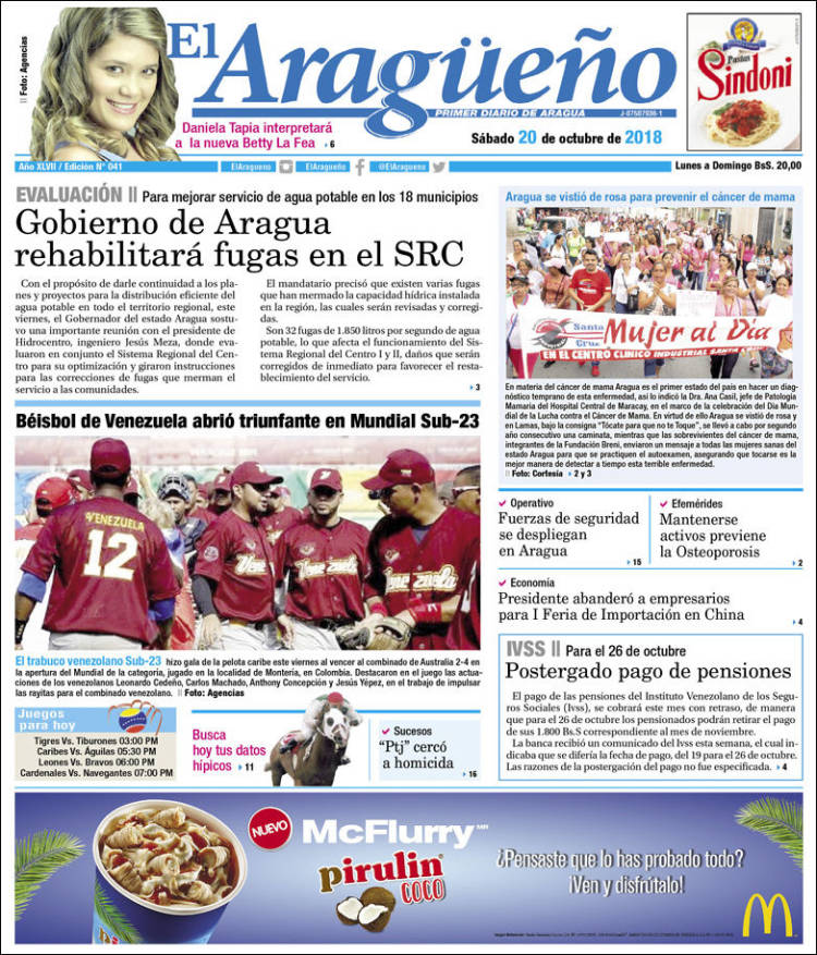 Portadas de este domingo 21 de octubre de 2018