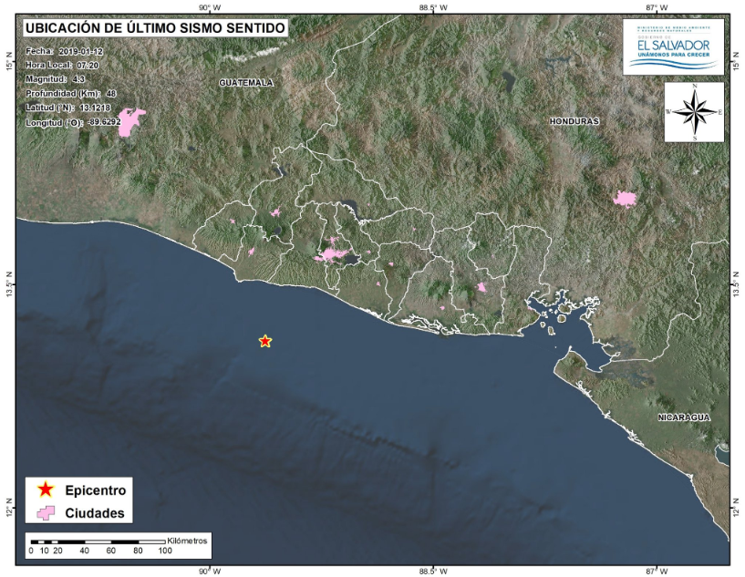 Registran sismo de 4.3 en El Salvador