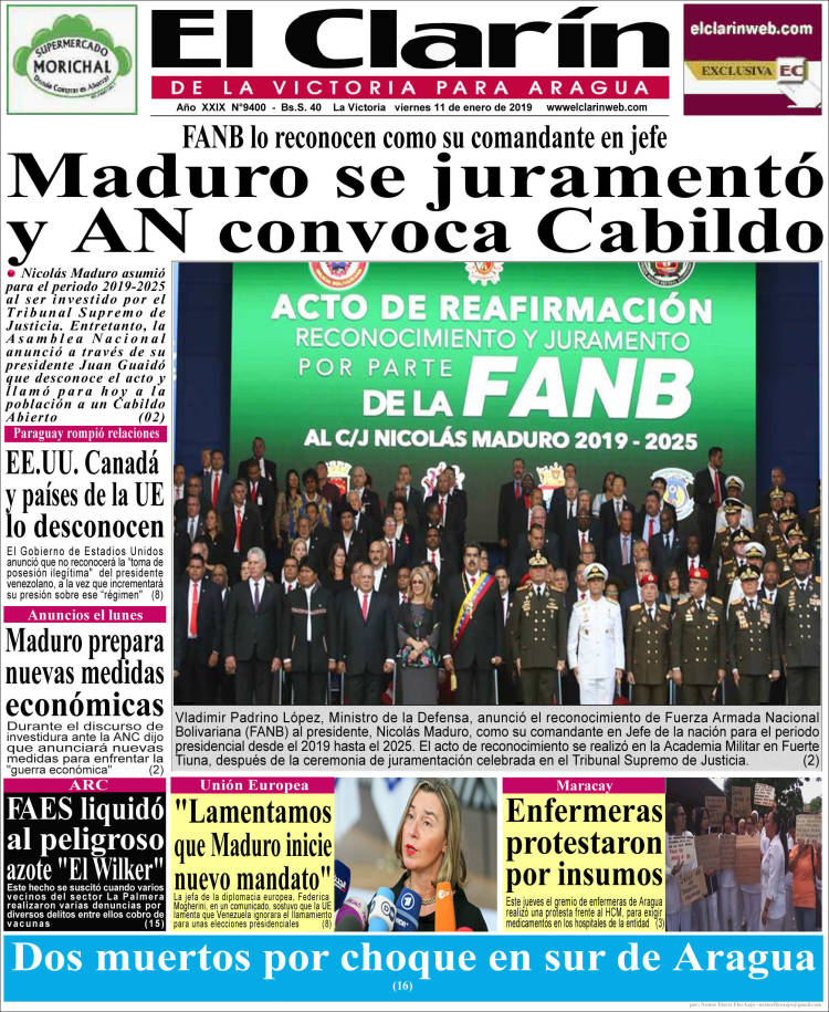 Portadas de este viernes 11 de enero de 2019