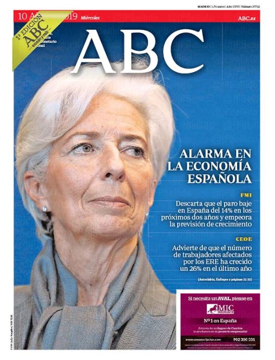 Portadas de la prensa internacional para este miércoles 10 de abril de 2019