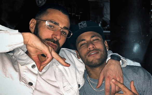 Karim Benzema y Neymar Jr juntos en sus vacaciones. Imagen cortesía. 