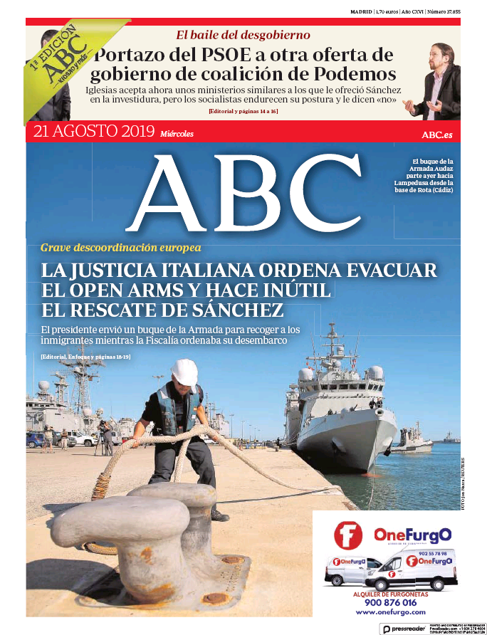 Portadas de la prensa internacional de este miércoles 21 de agosto de 2019