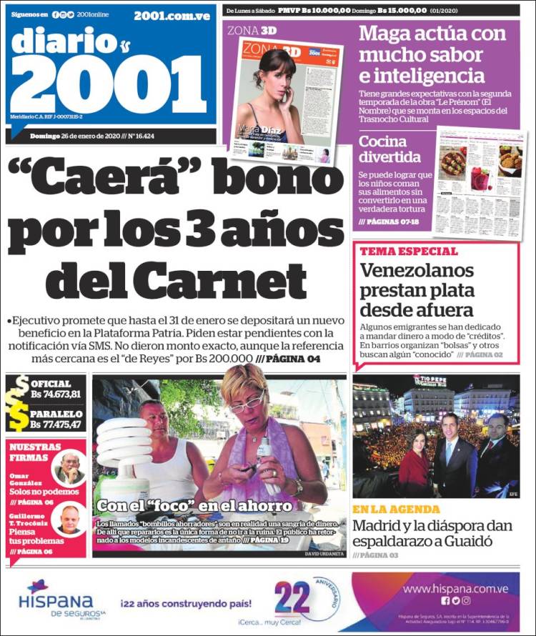 Portadas de este domingo 26 de enero de 2020