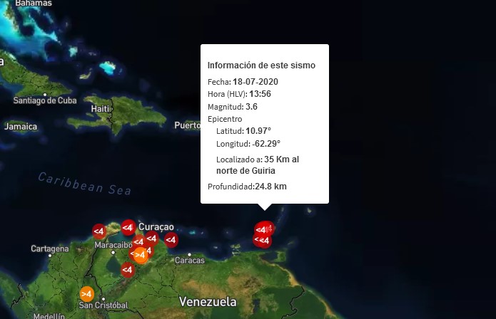 Sismo de magnitud 3.6 en Güiria