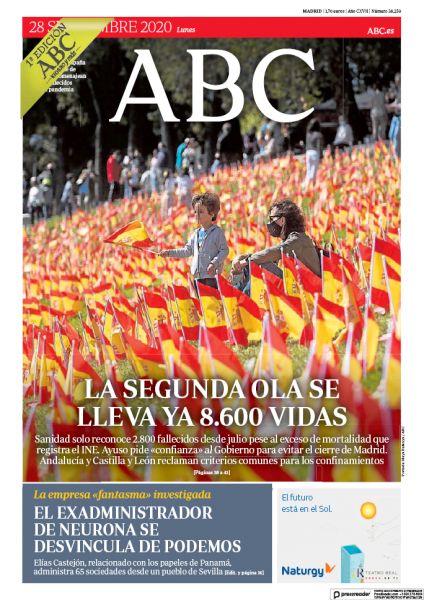 Portadas de la prensa internacional de este lunes 28 de septiembre de 2020