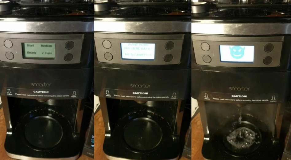 Esta cafetera hackeada que escupe agua hirviendo y pide dinero (VIDEO)