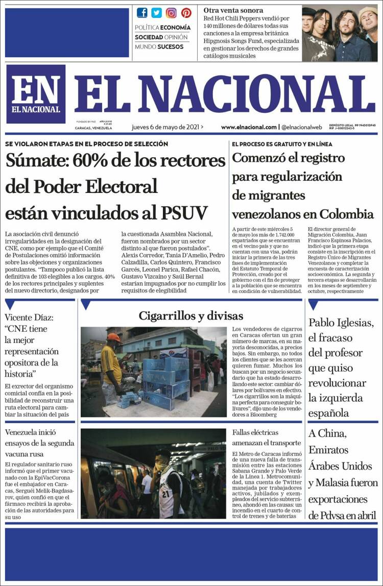 Portadas de este jueves 6 de mayo de 2021