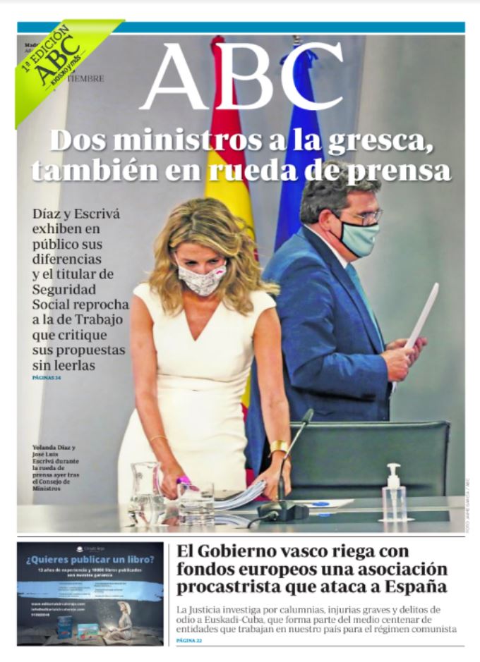 Portadas de la prensa internacional de este miércoles 29 de septiembre de 2021