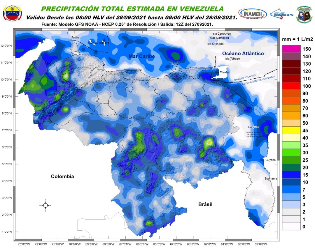 Desde aguaceros hasta actividad eléctrica: El pronóstico de Inameh para este #28Sep