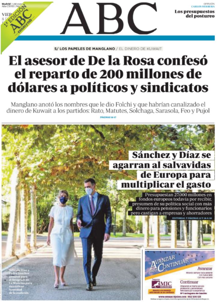 Portadas de la prensa internacional de este viernes 8 de octubre de 2021