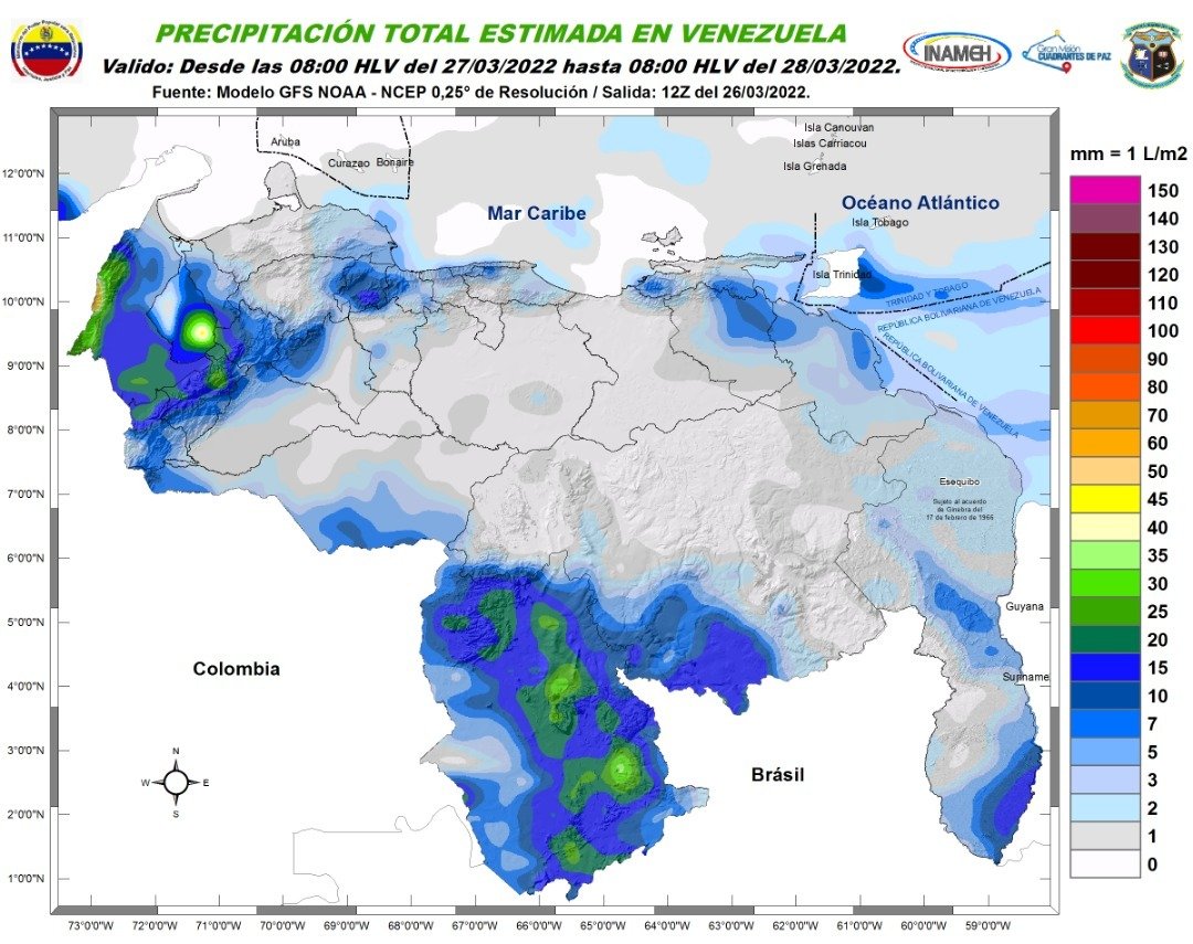 Inameh prevé nubosidad y descargas eléctricas en algunos estados de Venezuela #27Mar