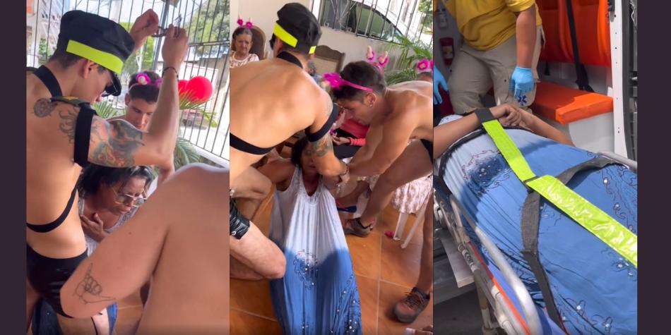 Influencer organizó fiesta erótica en un ancianato y fingió que una abuelita se infartaba