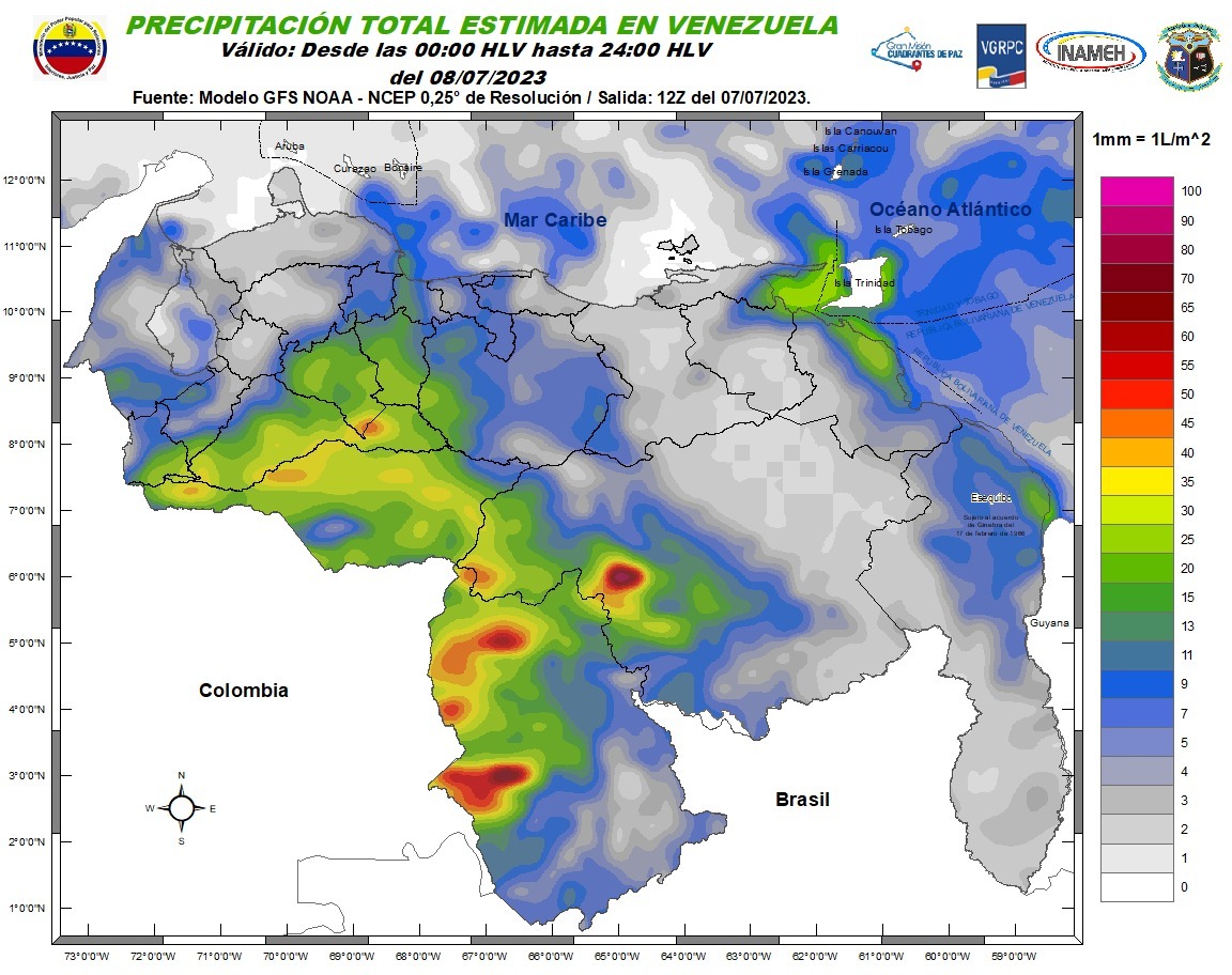 El estado del tiempo en Venezuela este #8Jul, según Inameh