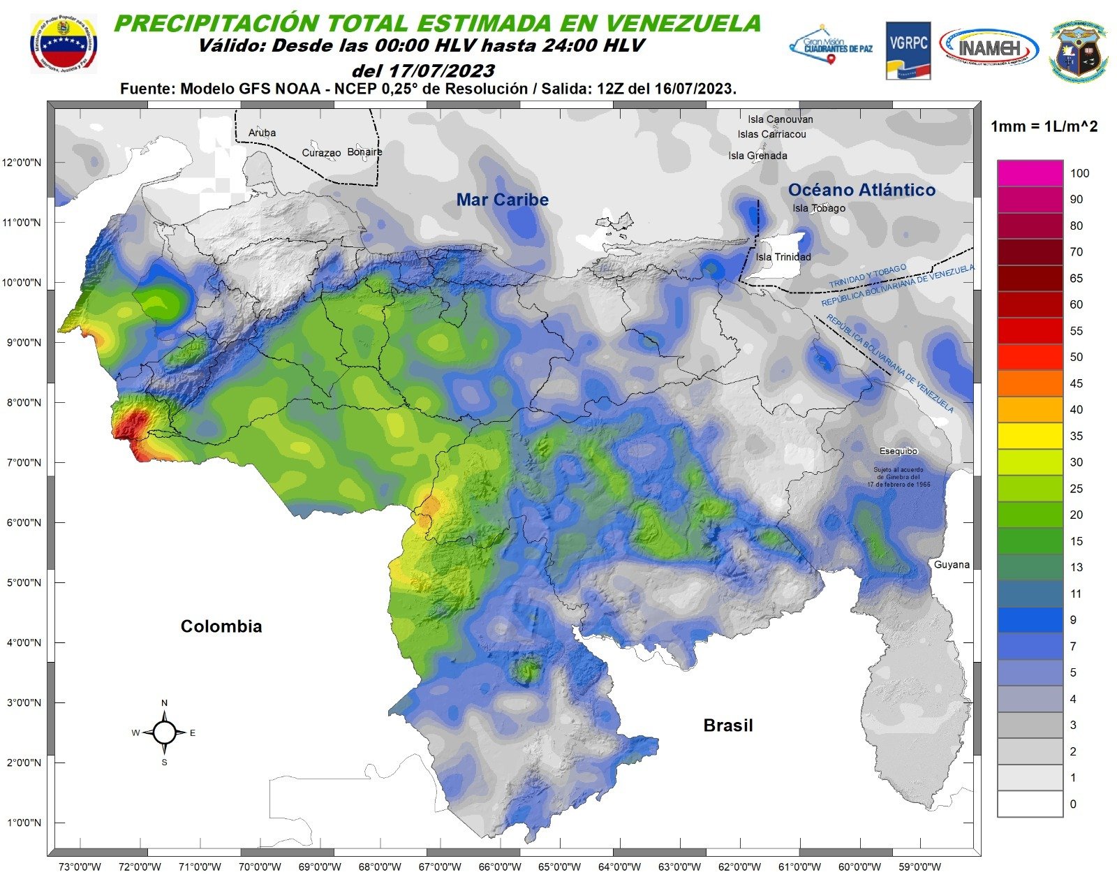 Inameh pronosticó lluvias y actividad eléctrica en algunos estados de Venezuela este #17Jul