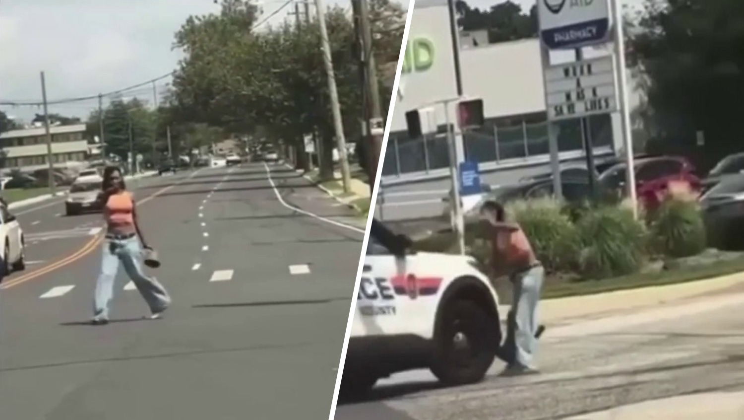 Impactante VIDEO: Policía arrolló con su patrulla a mujer armada que amenazaba con disparar en Nueva York