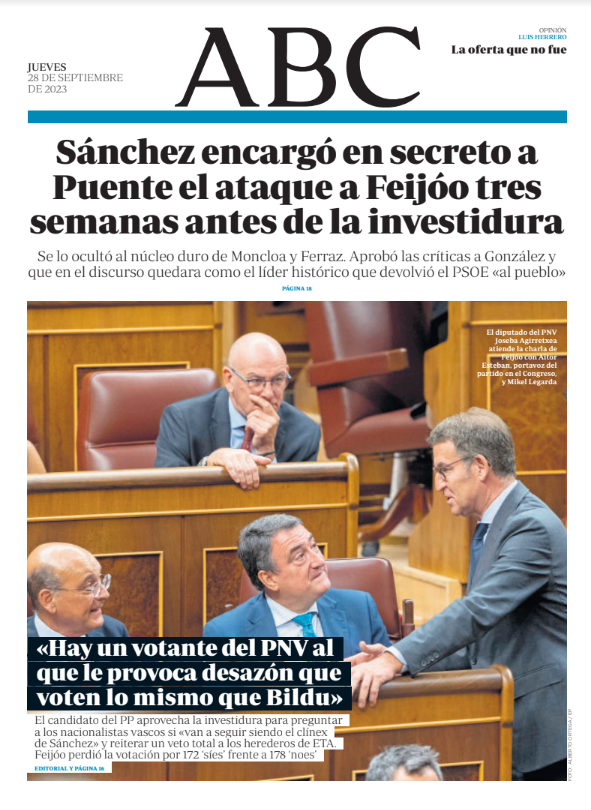 Portadas de la prensa internacional de este jueves 28 de septiembre de 2023