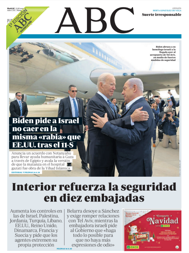 Portadas de la prensa internacional de este jueves 19 de octubre de 2023