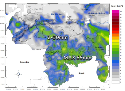 Inameh prevé lluvias y actividad eléctrica en algunas zonas de Venezuela este #17May