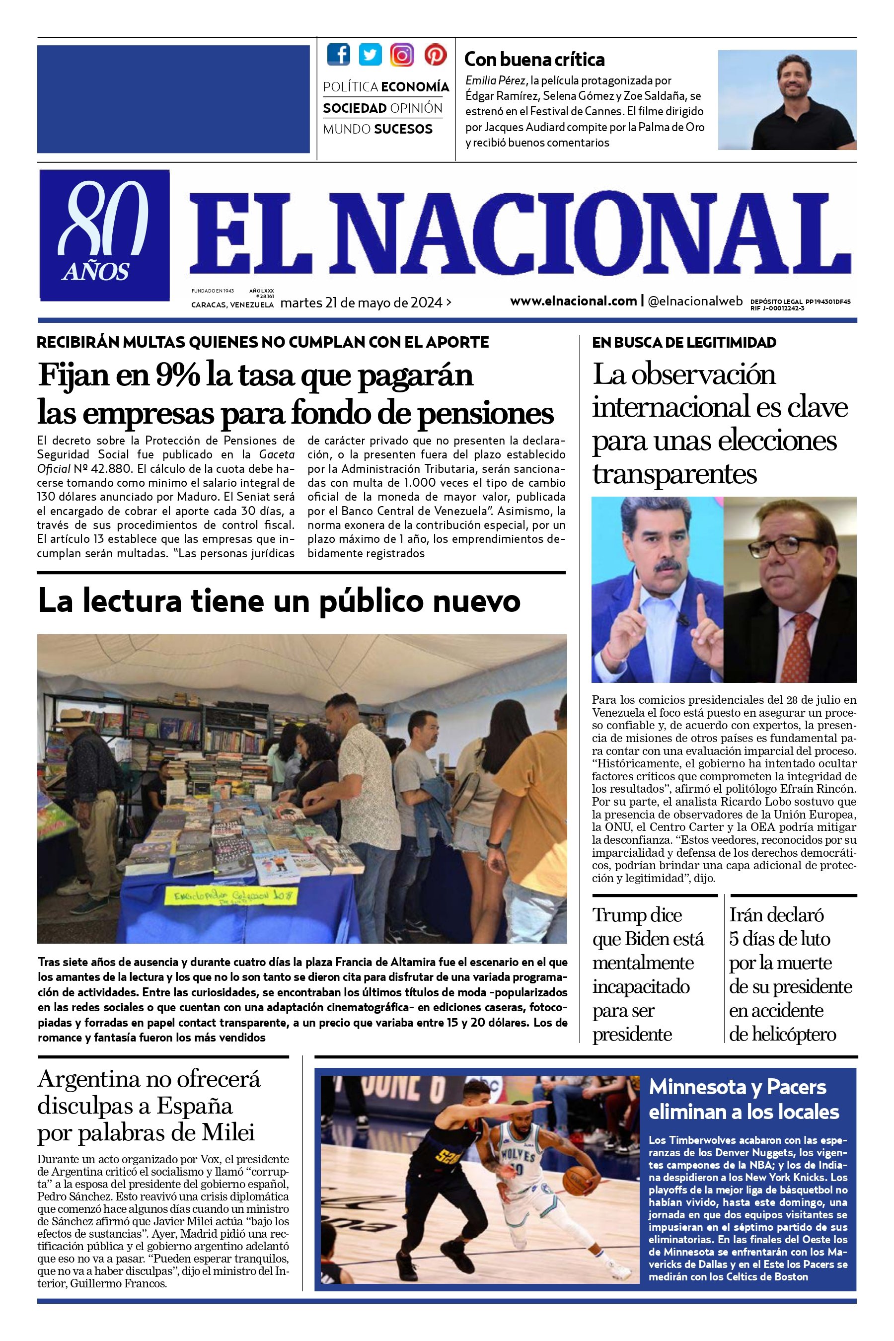 Portadas de este martes 21 de mayo de 2024