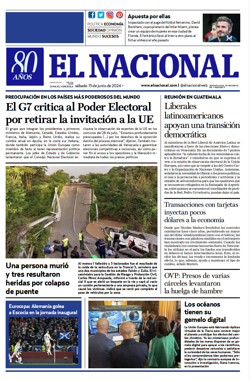 Portadas de este sábado 15 de junio de 2024