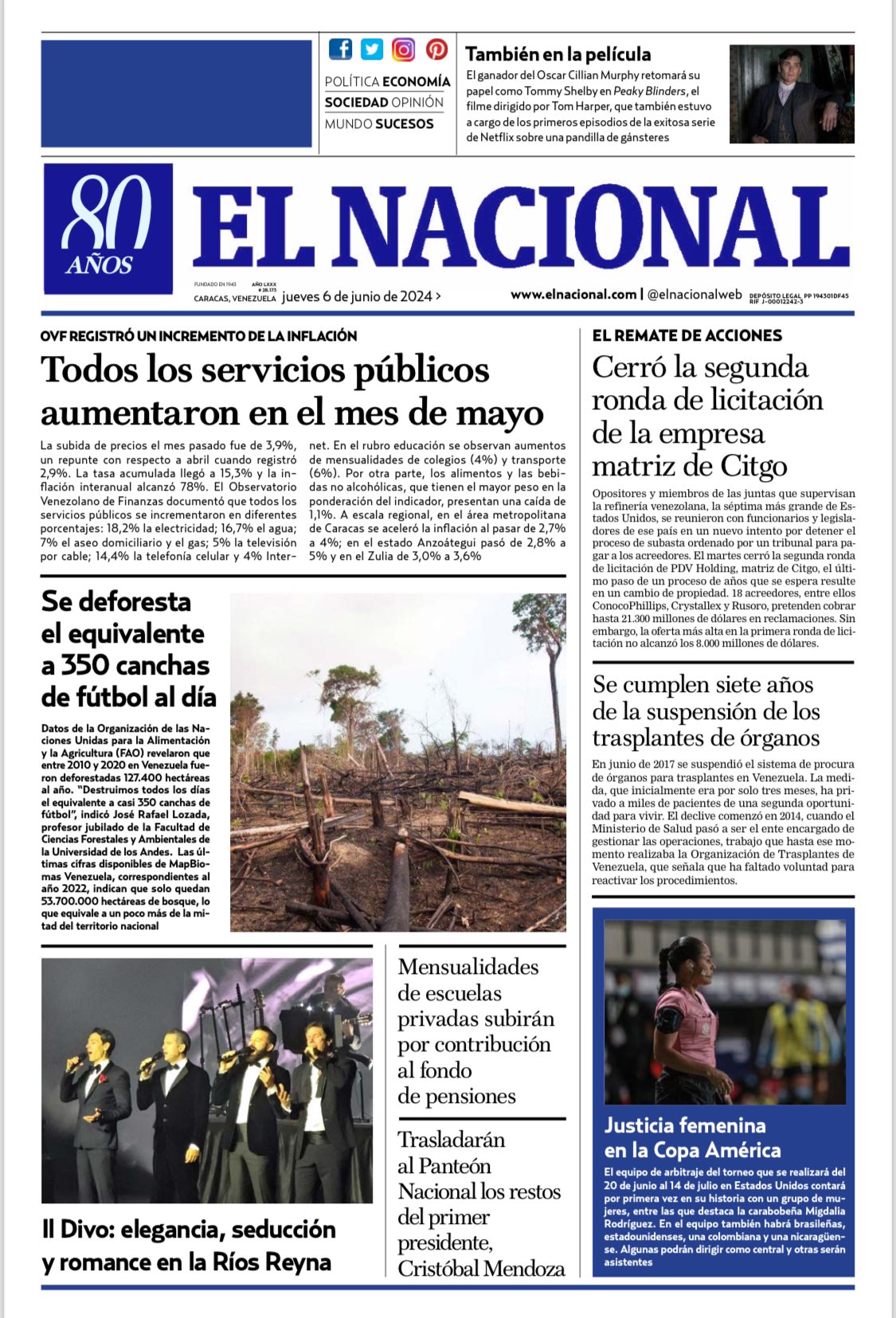 Portadas de este jueves 6 de junio de 2024