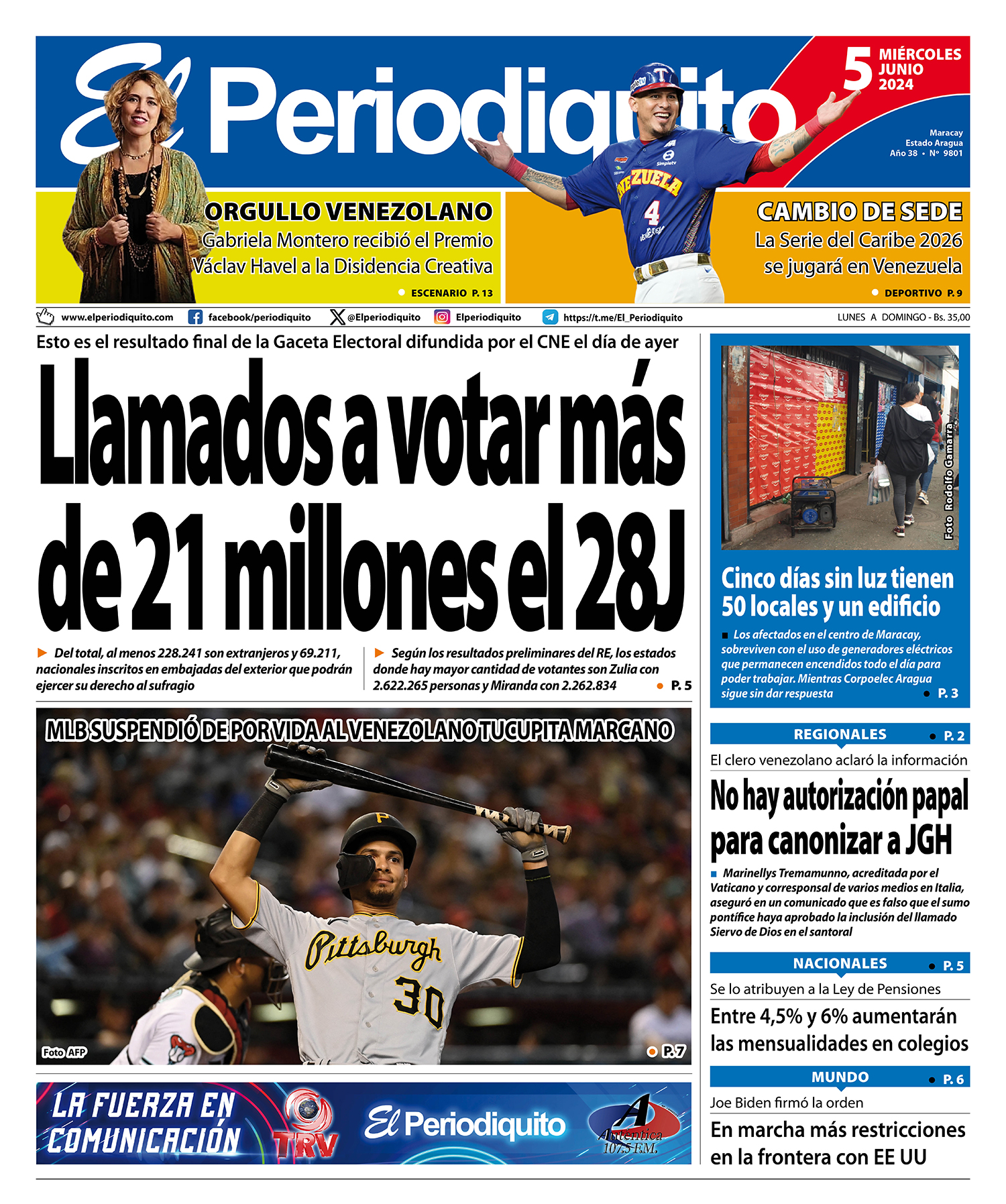 Portadas de este miércoles 5 de junio de 2024