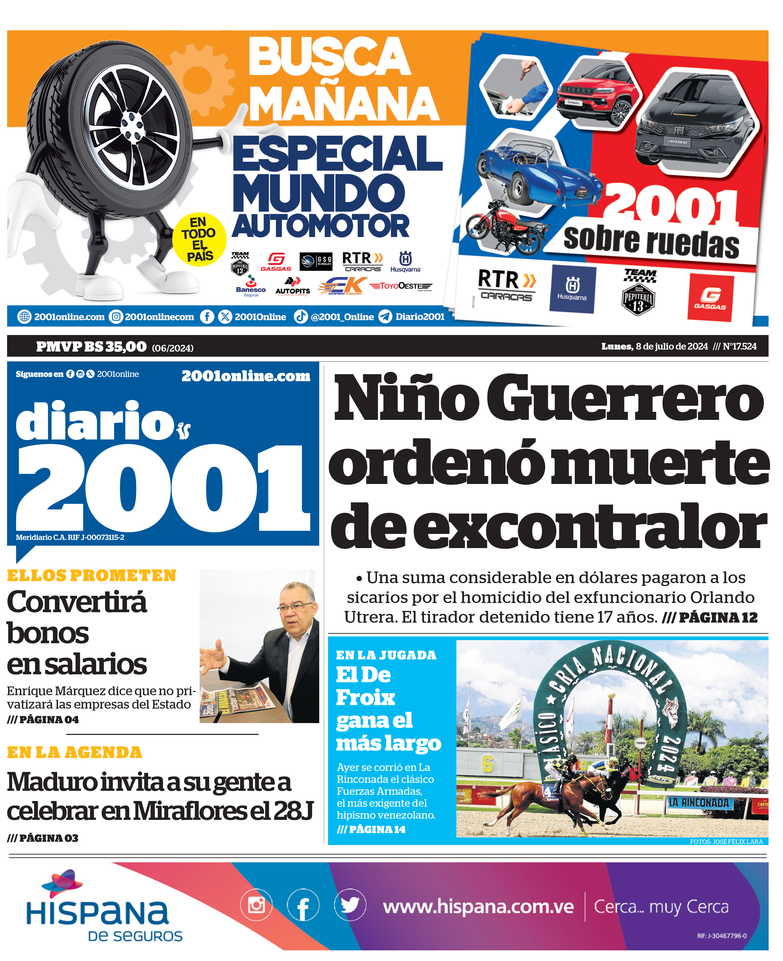 Portadas de este lunes 8 de julio de 2024