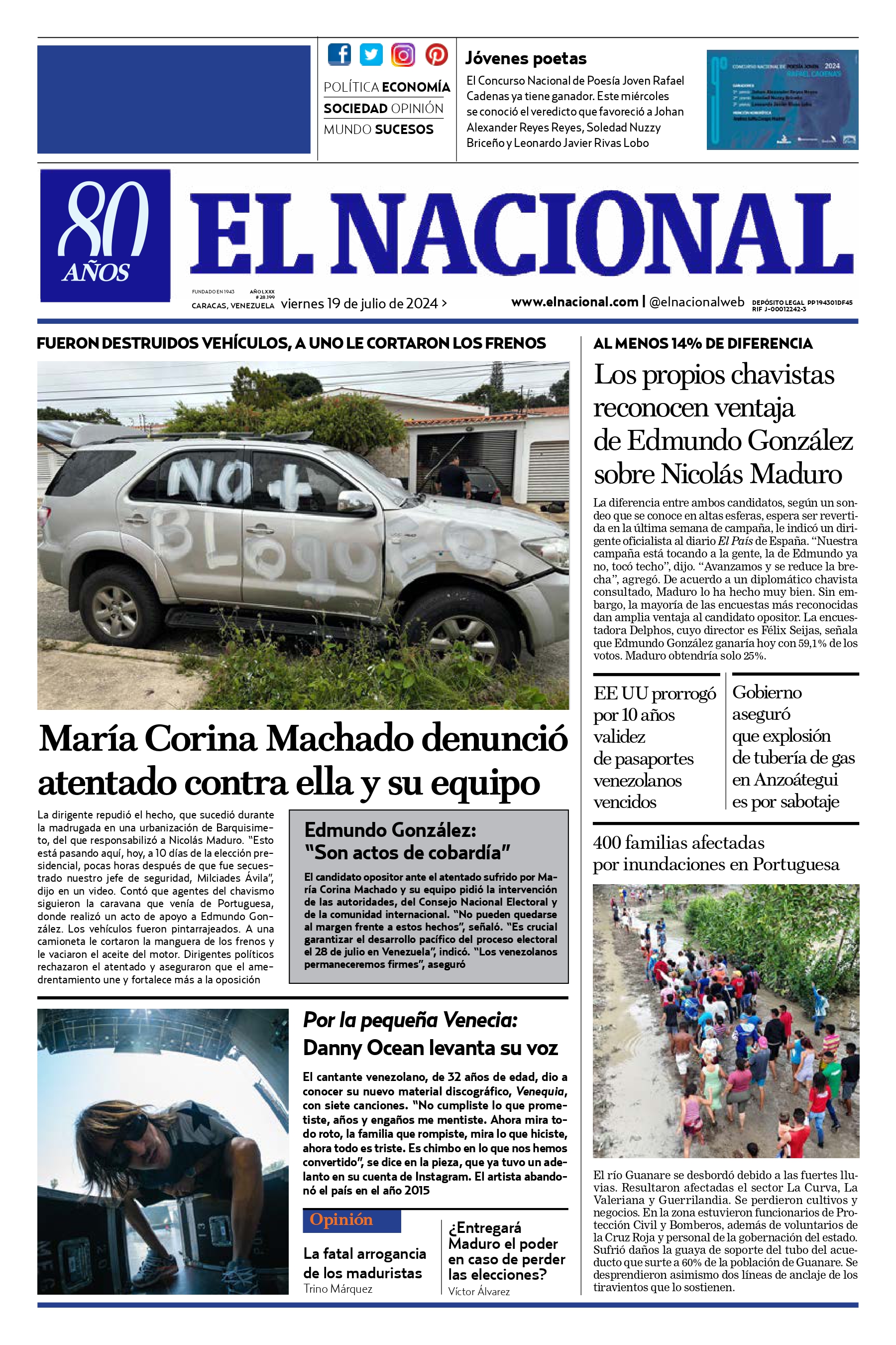 Portadas de este viernes 19 de julio de 2024