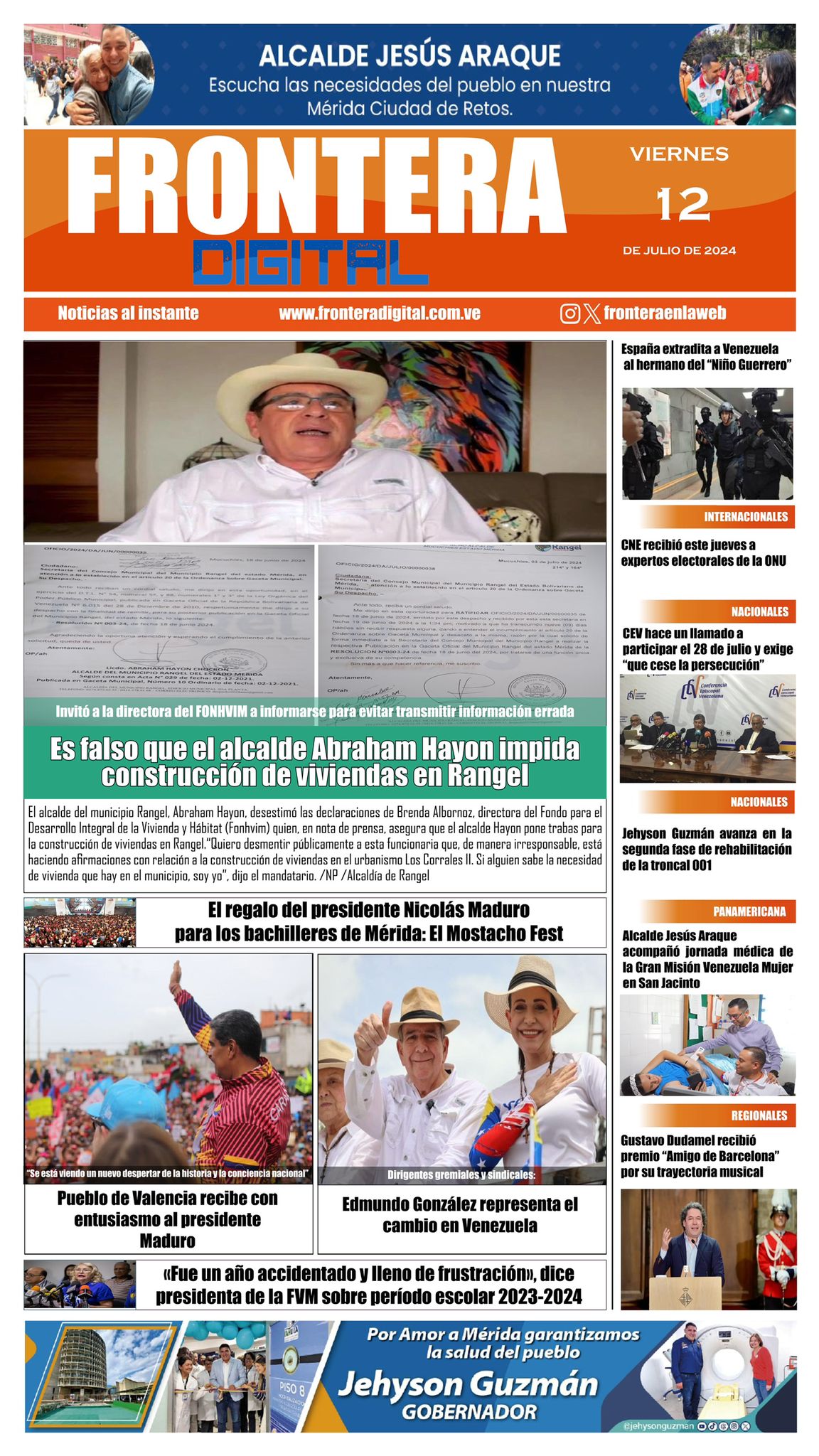 Portadas de este viernes 12 de julio de 2024