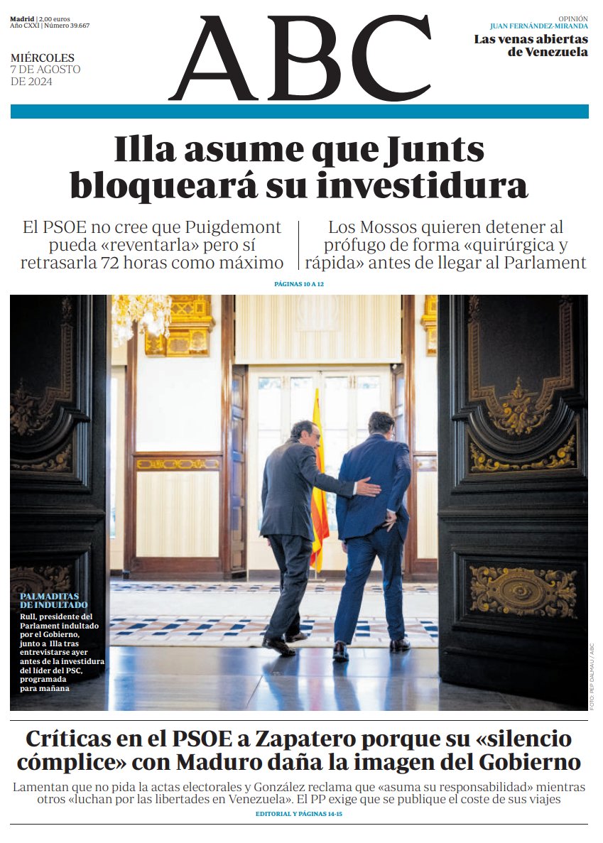 Portadas de la prensa internacional de este miércoles 7 de agosto de 2024