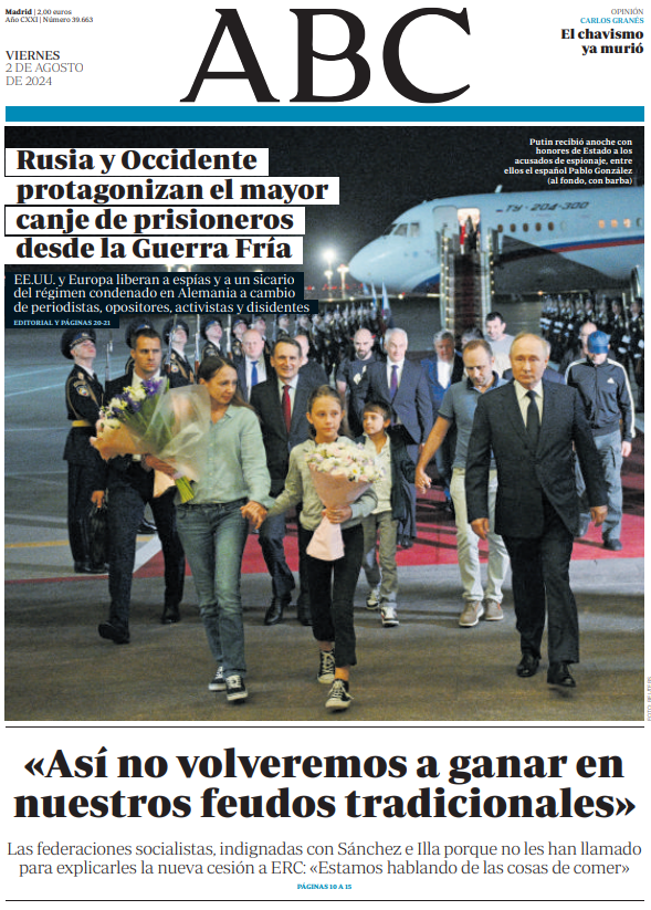 Portadas de la prensa internacional de este viernes 2 de agosto de 2024