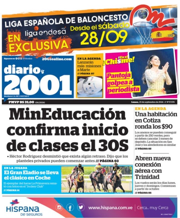 Portadas de este lunes 23 de septiembre de 2024