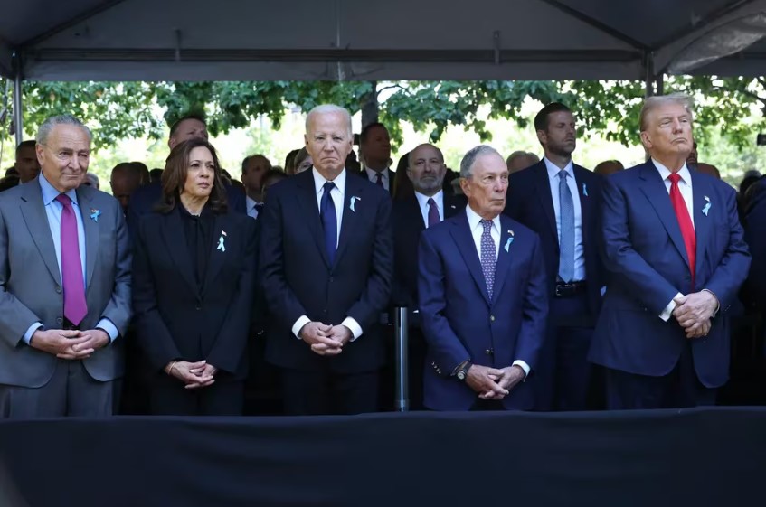 El día después del debate, Kamala Harris y Donald Trump se saludaron en la conmemoración de los atentados del 11-S