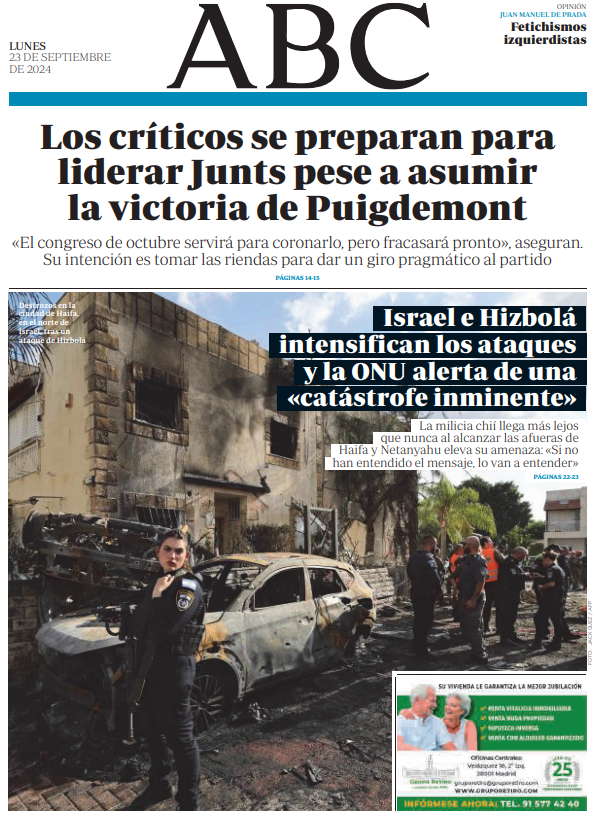 Portadas de la prensa internacional de este lunes 23 de septiembre de 2024