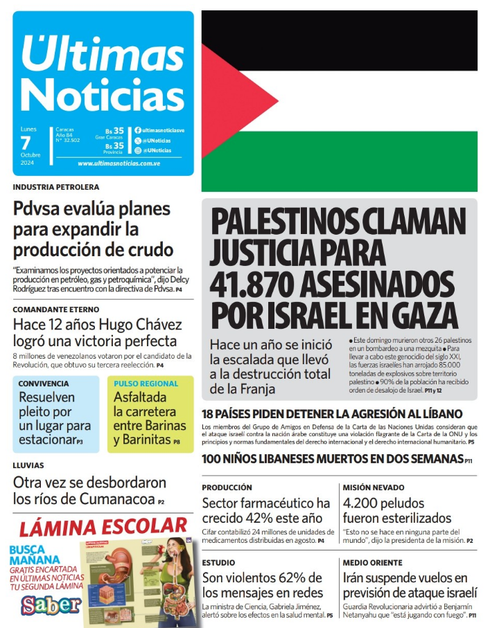 Portadas de este lunes 7 de octubre de 2024