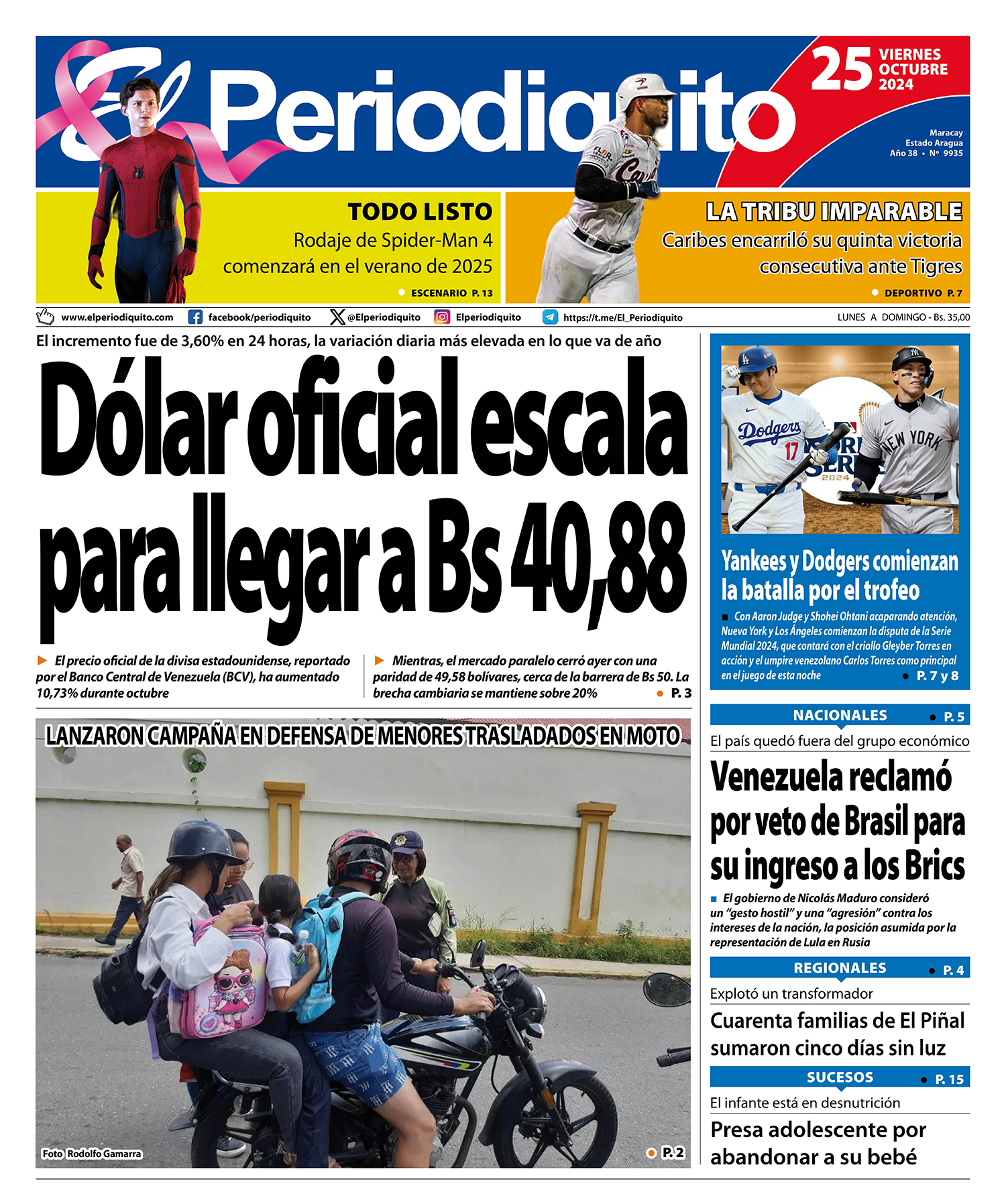 Portadas de este viernes 25 de octubre de 2024