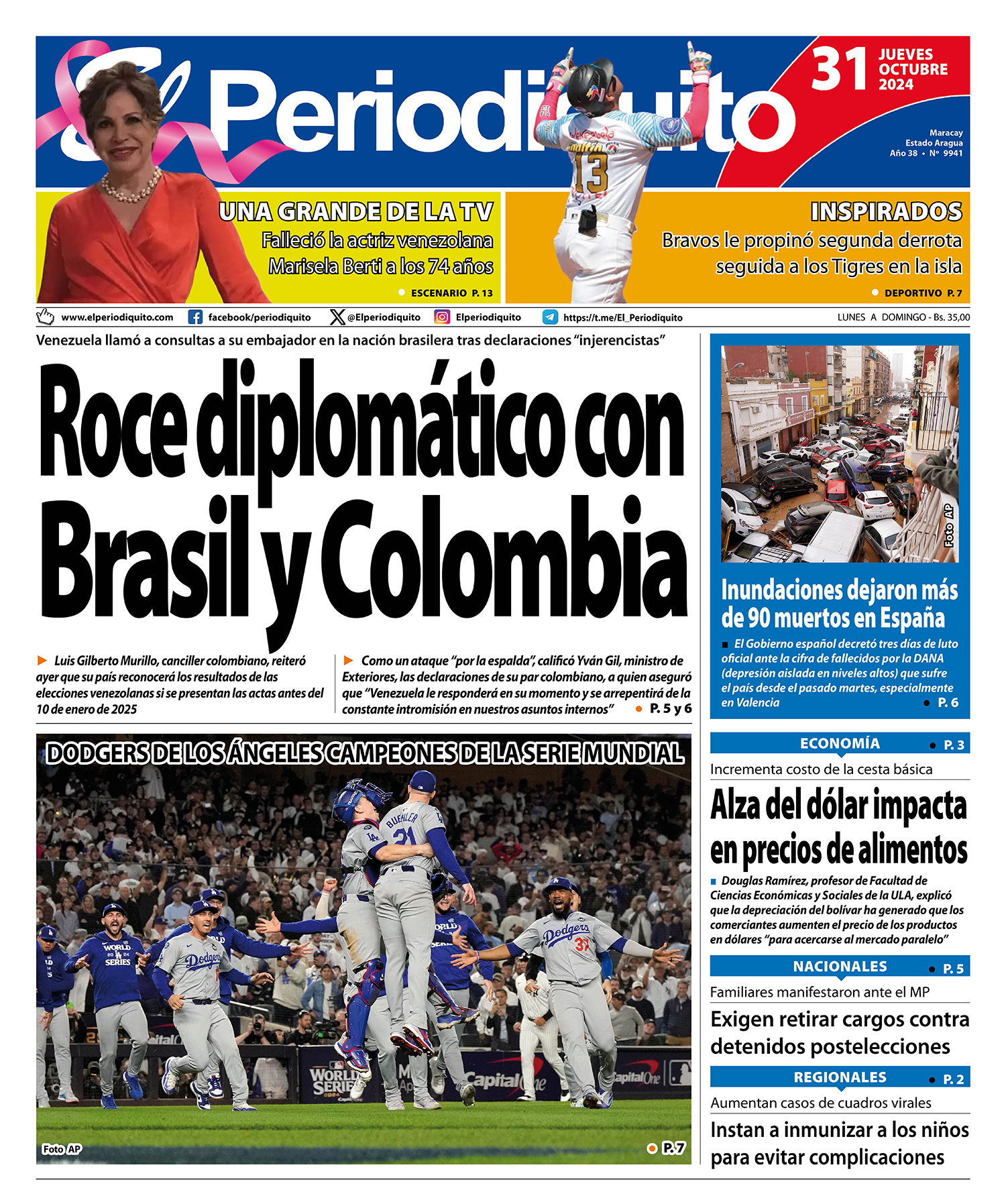 Portadas de este jueves 31 de octubre de 2024