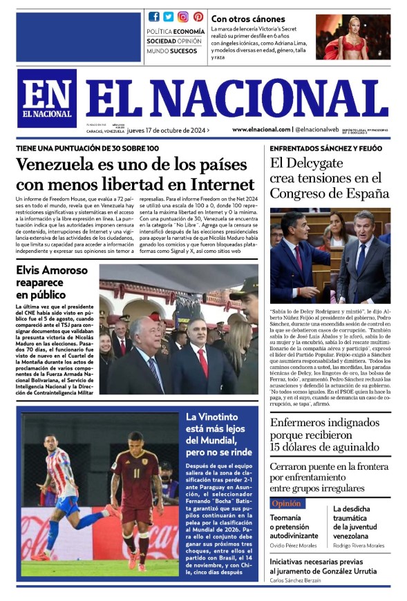 Portadas de este jueves 17 de octubre de 2024