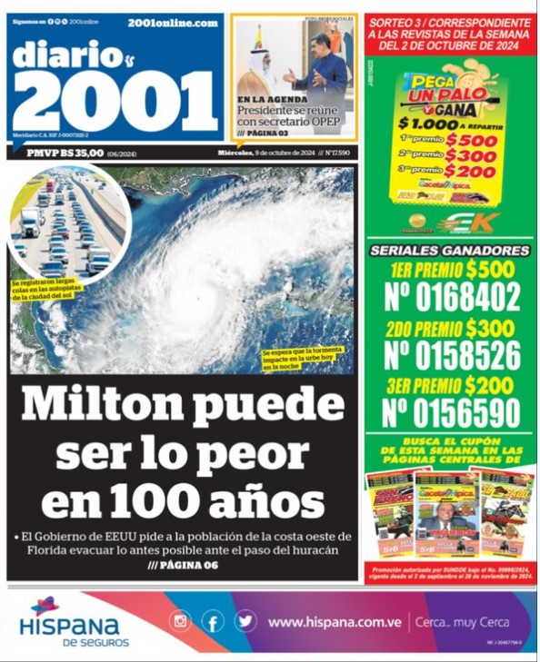 Portadas de este miércoles 9 de octubre de 2024