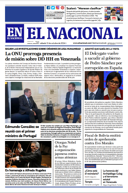 Portadas de este sábado 12 de octubre de 2024