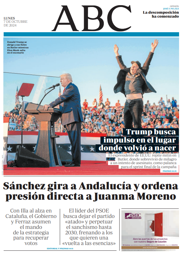 Portadas de la prensa internacional de este lunes 7 de octubre de 2024